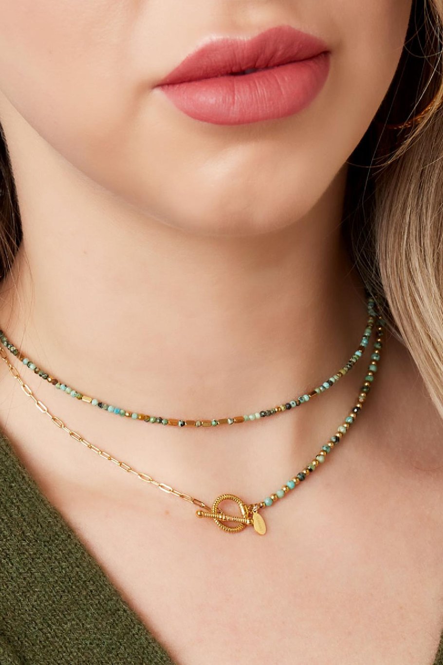 Collier de perles colorées Gris & Couleur or Acier inoxydable Image3